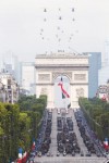 French Army armoured vehicles drive down the Champs Elysees avenue during the traditional Bastille Day military parade in Paris