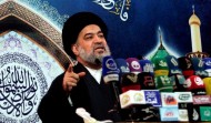 Iraqi cleric al-Safi, an aide of Grand Ayatollah Ali Sistani, speaks as he delivers the text of a sermon during Friday prayers at the Imam Hussein shrine in Kerbala