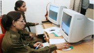 New Delhi police women officers work dur