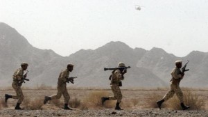 Iranian soldiers participate in military