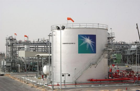 Haradh, SAUDI ARABIA:  A general view shows a new plant inaugurated 22 March 2006 in Haradh, about 280 kms (170 miles) southwest of the eastern Saudi oil city of Dhahran, launching a project adding 300,000 barrels of oil to the kingdom's daily production capacity. The facility which was opened today in a ceremony attended by Saudi Oil Minister Ali al-Nuaimi was completed in January, ahead of schedule, the company said. Approximately 160 kms (100 miles) of new pipeline and extensions will transport crude and gas products to processing facilities further north in the Eastern Province, a statement said. Saudi Arabia, the world's top crude producer and exporter, currently pumps around 9.5 million bpd of oil and has a production capacity of around 11 million bpd.  AFP PHOTO/STR  (Photo credit should read -/AFP/Getty Images)