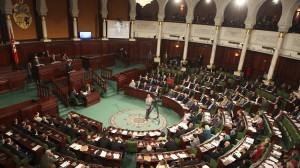 Tunisia's PM-designate Essid delivers a speech in the  parliament to present his government in Tunis