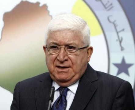 Fouad Masoum, new Iraqi president, speaks during a news conference in Baghdad