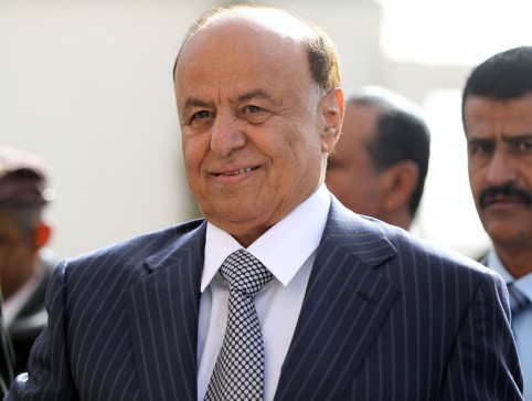 Yemen's Vice President Abd-Rabbu Mansour Hadi smiles before casting his vote at a polling station in Sanaa